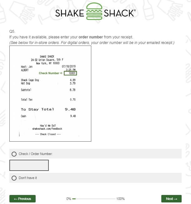 shake shack survey - Win $50 Gift Card - Shake Shack Survey